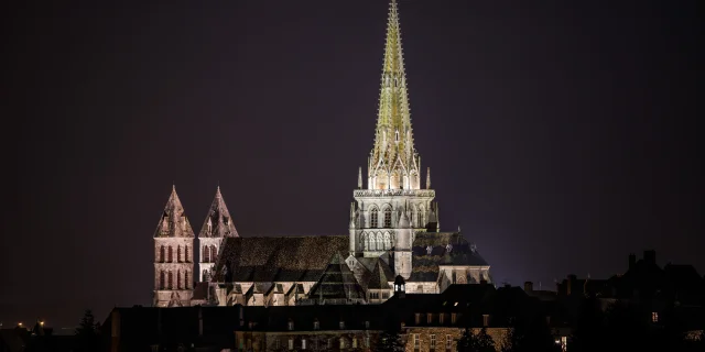 Autun cathedral by night