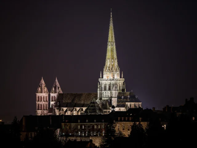 Autun cathedral by night