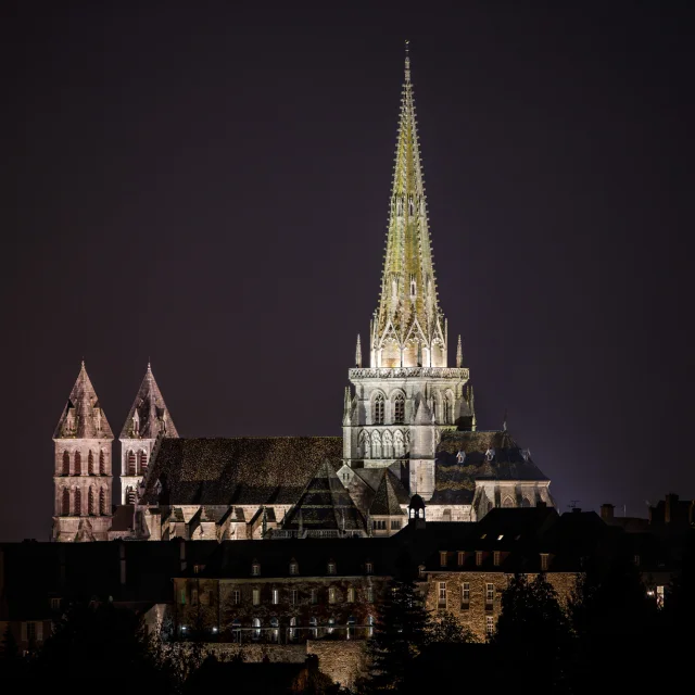 Autun cathedral by night